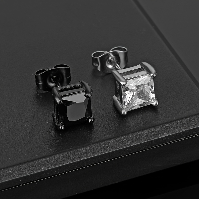 Men's Titanium Steel Zircon Stud Earring Punk Rock Stud Earring
